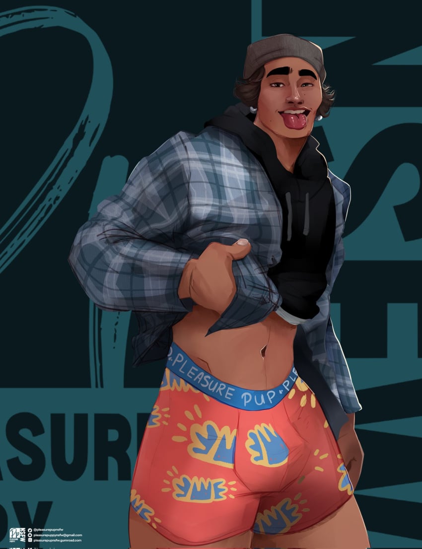 1boy abs actor celebrity earrings english_text hispanic hispanic_male latino male male_focus male_only michael_cimino navel pleasurepuppynsfw real_person shirt_lift solo solo_male text tongue tongue_out underwear