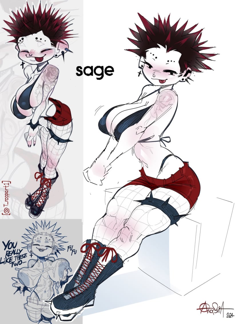 anor3xia cum_on_breasts large_breasts pale_skinned_female piercing punk sage_(anor3xia) t_roppart1