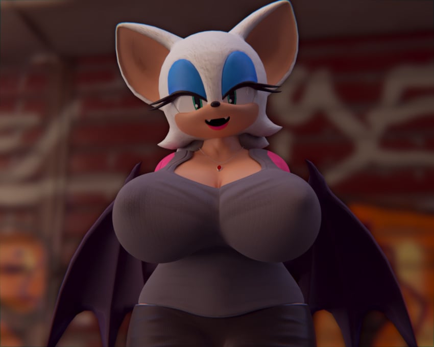 1girls 3d anthro anthro_only furry furry_only milf no_humans rouge_the_bat sonic_(series) twintails3d workout_clothes