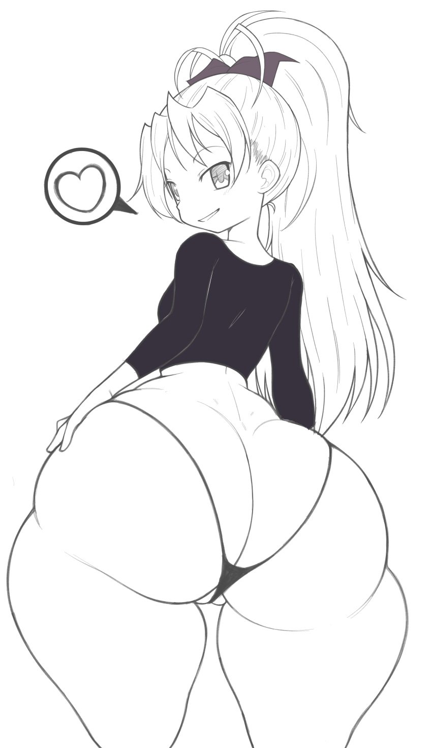 1girls ass_bigger_than_head ass_bigger_than_torso dumptruck_ass gigantic_ass huge_ass huge_thighs looking_at_viewer mahou_shoujo_madoka_magica partially_clothed presenting_ass puella_magi_madoka_magica sakura_kyouko solo thanuki thanukiart