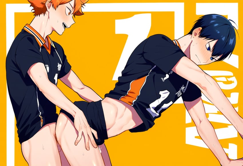 ai_generated gay haikyuu!! shoyo_hinata tagme tobio_kageyama yaoi yonakuru