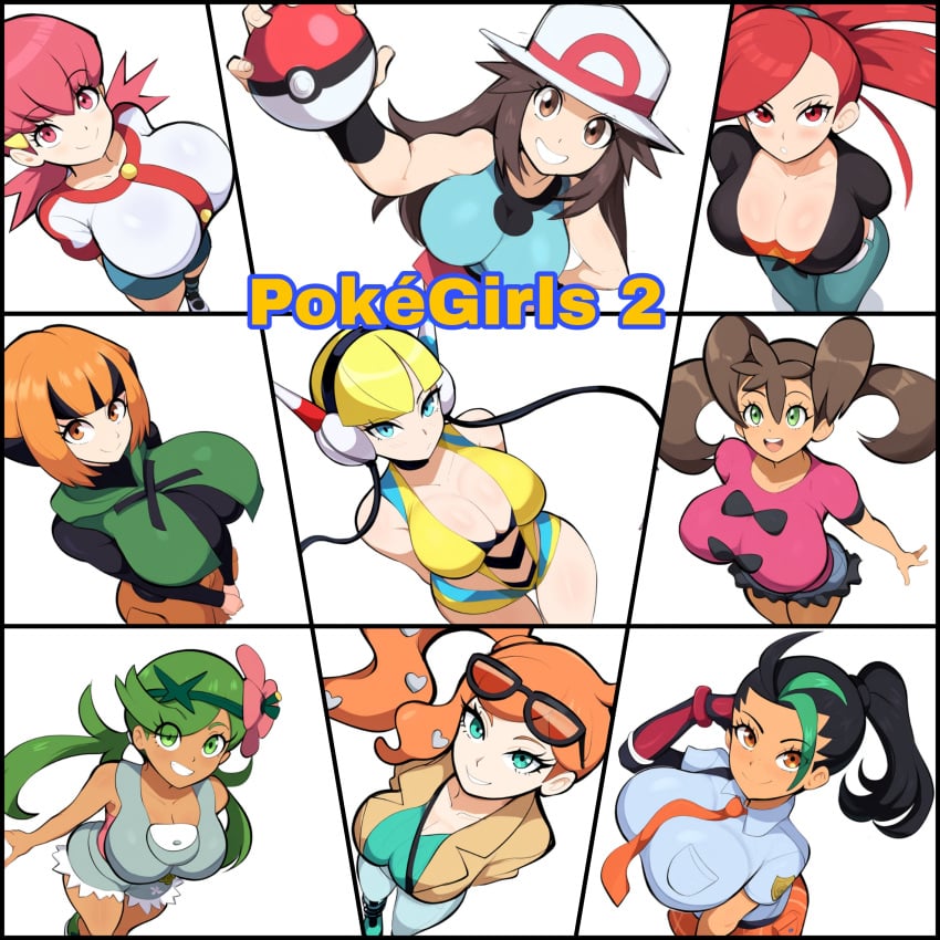 9girls ai_generated alternate_breast_size big_breasts cleavage collar dark-skinned_female dark_skin elesa_(pokemon) female female_only flannery_(pokemon) from_above gardenia_(pokemon) high-angle_view human large_breasts leaf_(pokemon) light-skinned_female light_skin looking_at_viewer mallow_(pokemon) mullon multiple_girls nemona_(pokemon) novelai poke_ball pokemon pokemon_bw pokemon_dppt pokemon_frlg pokemon_gsc pokemon_hgss pokemon_oras pokemon_rgby pokemon_rse pokemon_sm pokemon_ss pokemon_sv pokemon_xy shauna_(pokemon) smile sonia_(pokemon) whitney_(pokemon)