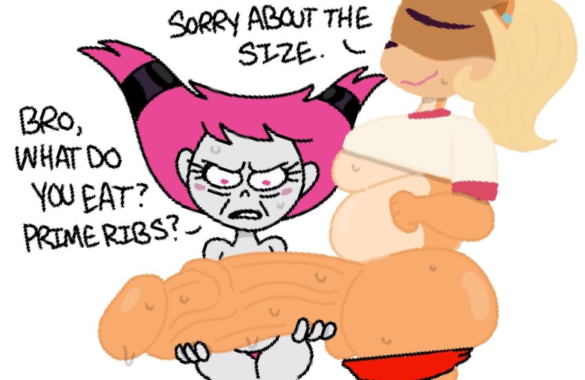 anthro big_penis coco_bandicoot crash_(series) crash_bandicoot_(series) crossover dc dc_comics female furry futa_on_female futanari huge_penis jinx_(dc) large_areolae large_ass large_balls large_breasts large_butt large_penis large_thighs penis penis_awe teen_titans text theslashfive uncensored