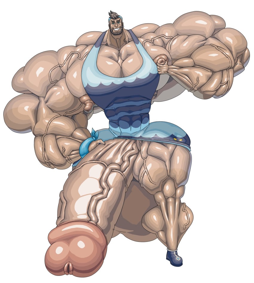 bodybuilder grabbing_penis hyper hyper_balls hyper_cock hyper_genitalia hyper_penis hyper_testicles male male_only muscles muscular muscular_arms muscular_male muscular_thighs pokemon purplephantom7 smile smiling smiling_at_viewer team_aqua touching_penis