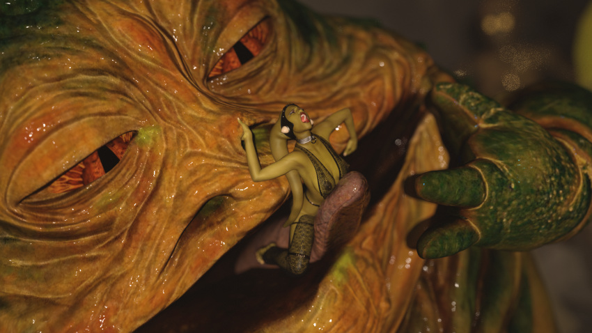 3d alexbridger alien alien_pred breasts female female_prey green_skin jabba_the_hutt larger_male male male_pred micro micro_female monster_pred nipples oola oral_vore size_difference smaller_female star_wars twi&#039;lek vore