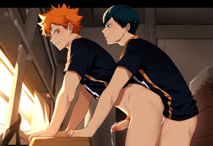 ai_generated gay haikyuu!! shoyo_hinata tagme tobio_kageyama yaoi yonakuru