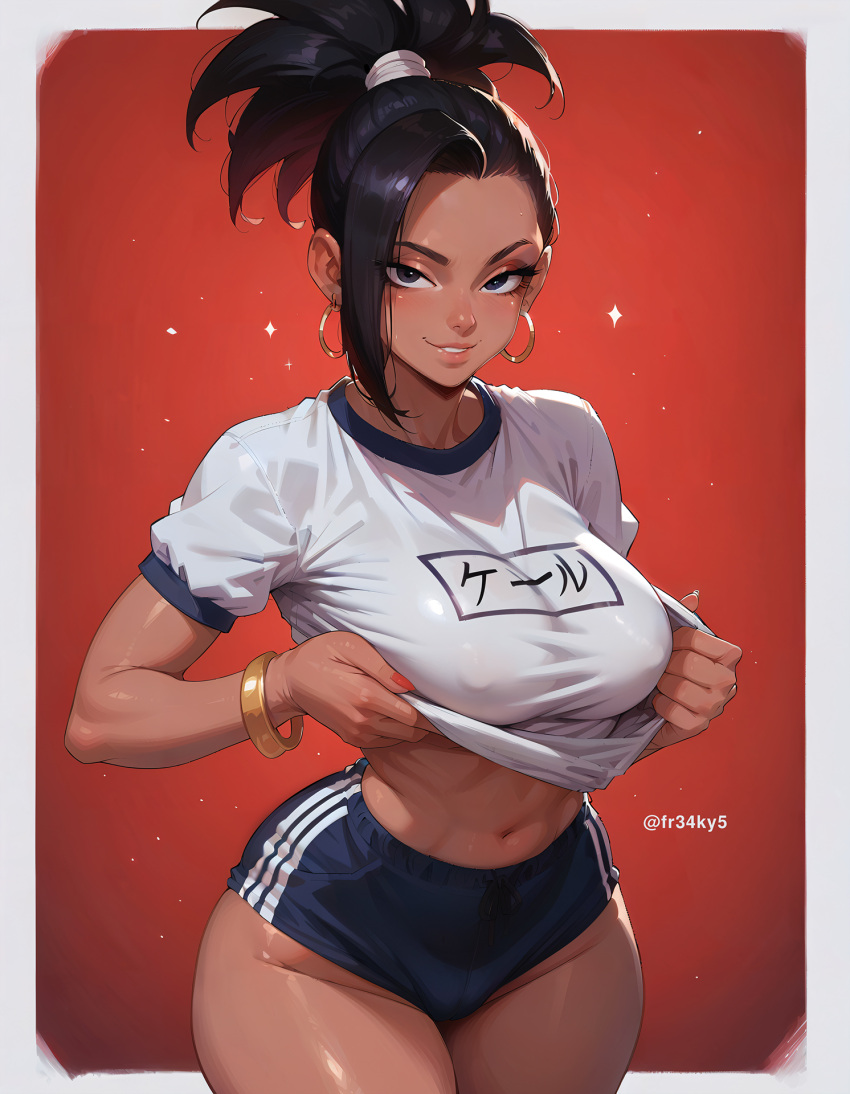 1girls ai_generated alien alien_girl ass big_ass big_breasts black_hair breasts dragon_ball dragon_ball_super female female_only female_saiyan fr34ky huge_breasts kale large_breasts saiyan saiyan_girl solo thick_thighs