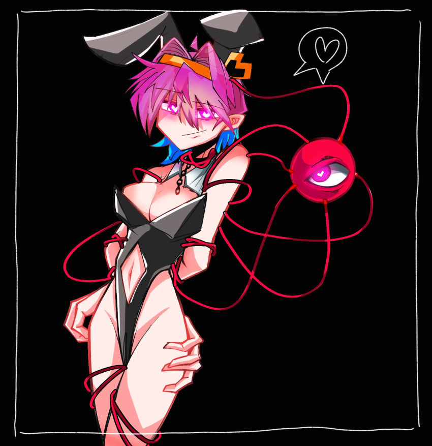 3rdeye_suki big_breasts bunnysuit heart-shaped_pupils pink pink_eyes pink_hair satori_komeiji third_eye touhou