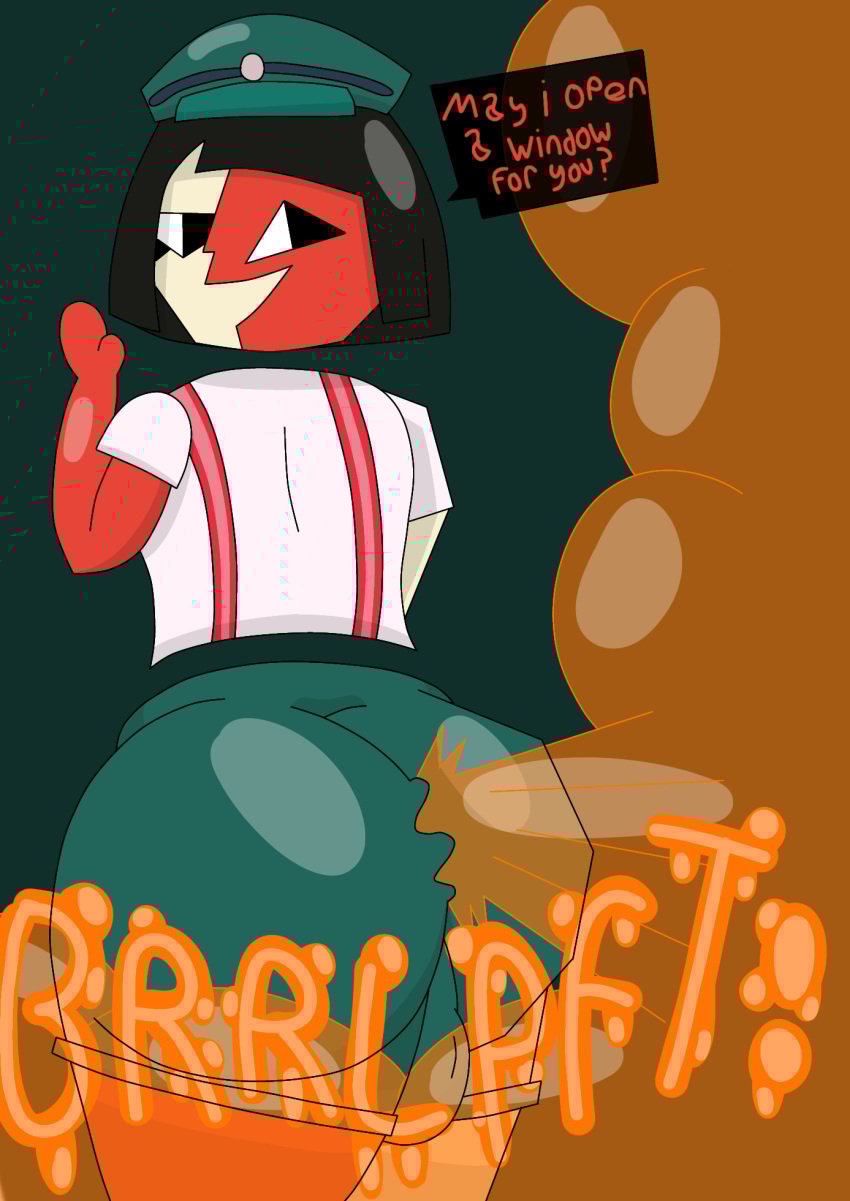 1boy 2025 ass ass_focus balls ballsack big_ass black_hair bubble_butt dialogue dialogue_box digital_drawing_(artwork) digital_media_(artwork) dream_bbq ena ena_(dream_bbq) ena_(series) fart fart_fetish farting_at_viewer femboy ftm_crossgender green_clothing green_hat green_shorts grosstrashcan_(artist) huge_ass huge_butt humanoid kaithedumbass02 male male_fart male_focus male_only onomatopoeia orange_fart polygonal red_clothing red_skin rule_63 shaded short_hair simple_background suspenders trap twink two_tone_body white_clothing white_skin
