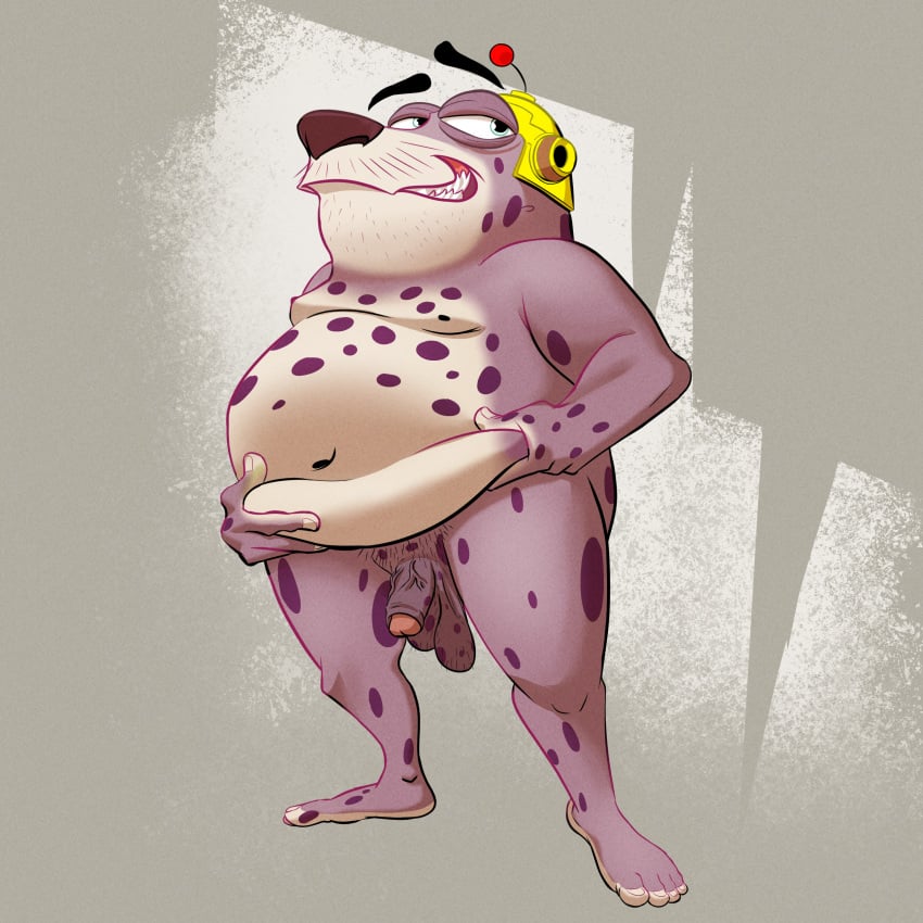 absurd_res animal_humanoid anthro armor balls bob-jiggles body_hair clothing dhx_media eulipotyphlan eulipotyphlan_humanoid eyebrows facial_hair feet flashing genitals grey_background grin grinning_at_viewer hairy_balls half-closed_eyes happy hat headgear headwear helmet hi_res holding_belly holding_own_belly humanoid lifting_belly looking_at_viewer looking_pleasured male mammal mammal_humanoid markings mole_(animal) mole_humanoid molenoid moobs moustache narrowed_eyes navel nipples overweight overweight_anthro overweight_male penis presenting pronto_(slugterra) pubes purple_body saggy_balls seductive sharp_teeth showing_penis simple_background slugterra smile solo spots spotted_body standing teeth thick_eyebrows vein veiny_penis