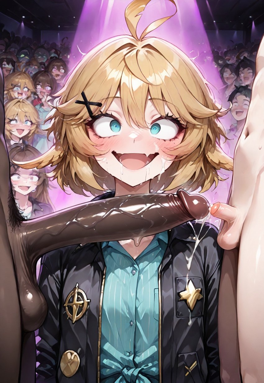 1girls 2boys ai_generated blackedpawg18 blonde_hair blue_eyes cock_worship crosseyed crowd_watching cuckold cuckolding cum cute_girl dark-skinned_male dokibird dokibird_(bounty_hunter) dokibird_(vtuber) dokibird_(vtuber)_(bounty_hunter) female humiliation indie_virtual_youtuber interracial light-skinned_male male multiple_boys multiple_penises netorare ntr open_mouth penis penis_size_difference people_in_background people_watching public self_upload short_hair small_penis small_penis_humiliation smile tagme virtual_youtuber vtuber vtuberfanart women