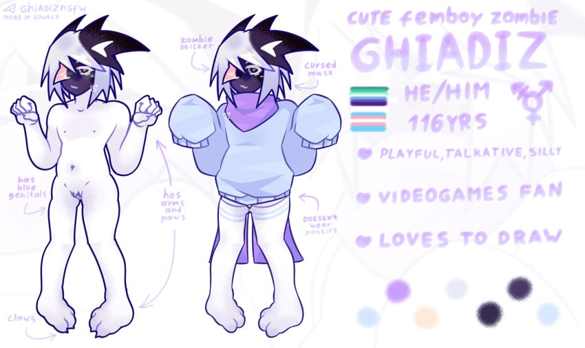 big_clitoris blue_hair clitoral_hood clitoris cuntboy ears_down feet femboy furry gay gay_male gay_sex ghiadiz intersex juicy_pussy long_socks oc reference reference_sheet reference_to_character showing_pussy socks solo tdick transformation transgender vagina vaginal_juices white_socks