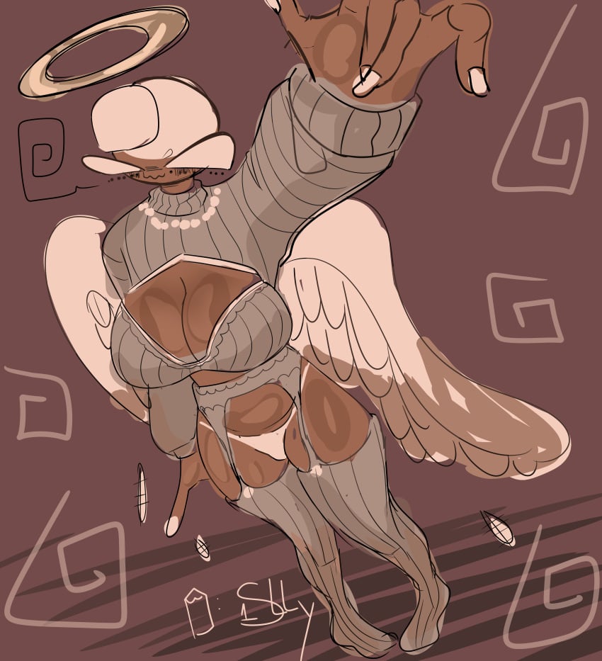 beige_clothes boob cleavage countryhumans countryhumans_girl lingerie panties poland_(countryhumans) s1llydude socks