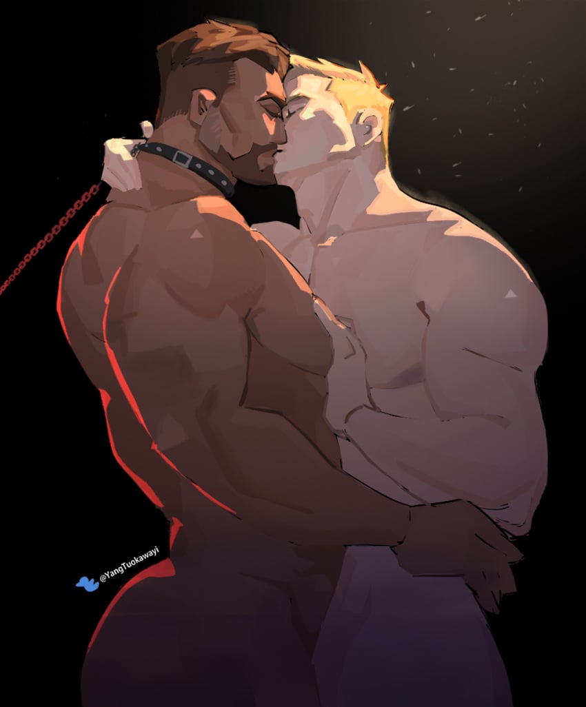 2boys artist_name ass bara biceps dark-skinned_male dark_skin gabriel_reyes gay interracial jack_morrison kissing light-skinned_male light_skin male male_focus male_only muscular muscular_arms muscular_male naked naked_male nude nude_male overwatch overwatch_2 overwatch_archives pecs pectorals reaper soldier_24_reaper soldier_76 strike_commander_morrison yangtuokawayi yaoi