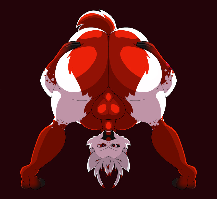 absurd_res anthro ass balls big_butt bubble_butt butt_grab canid canine canis deer folfie_winter genitals hand_on_butt hi_res hybrid male male/male mammal nude penis presenting presenting_hindquarters raised_tail solo tail teasing teasing_viewer teasing_with_butt tongue tongue_out wolf zynda_ae_(artist)