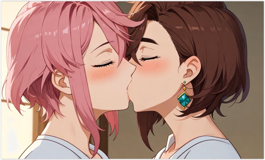 2girls ai_generated ayase_momo dandadan flirting girl_on_girl girlfriend girlfriends kissing lesbian_couple lesbian_kiss lesbian_sex lovers shiratori_aira_(dandadan) yuri yuri yuri