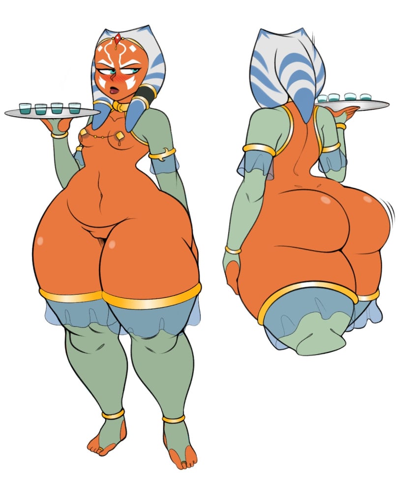 2010s 2018 ahsoka_tano alien alien_girl arm_stockings ass ass_focus belly_button beverage blue_eyes blush clone_wars collar dead_source digital_media_(artwork) face_markings fat_ass functionally_nude_female jewelry looking_away multiple_images navel orange-skinned_female orange_body orange_skin pasties pussy serving_tray shaved_pussy shortstack slave slave_bikini slave_collar slave_outfit slavegirl small_breasts star_wars tagme thighhighs thighs toe_ring togruta translucent_clothing vagina zetaskully