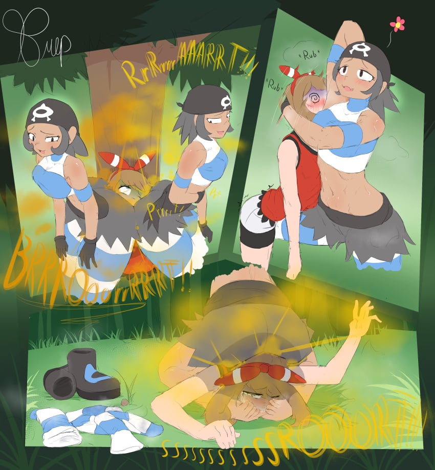 3girls age_difference armpits breppy_(artist) bullying cringe crying disgusted enjoying_farts fart fart_bukkake fart_cloud fart_fetish fart_torture fart_worship farting_in_face female_only femdom femsub forced_to_sniffing fully_clothed humiliation may_(pokemon) may_(pokemon_oras) multiple_girls musk onomatopoeia outdoors pokemon pokemon_oras repost scent sitting_on_person smelly_armpits smelly_ass smelly_feet smothering steam stench team_aqua team_aqua_grunt team_aqua_grunt_(female) thick_thighs threesome young young_female yuri