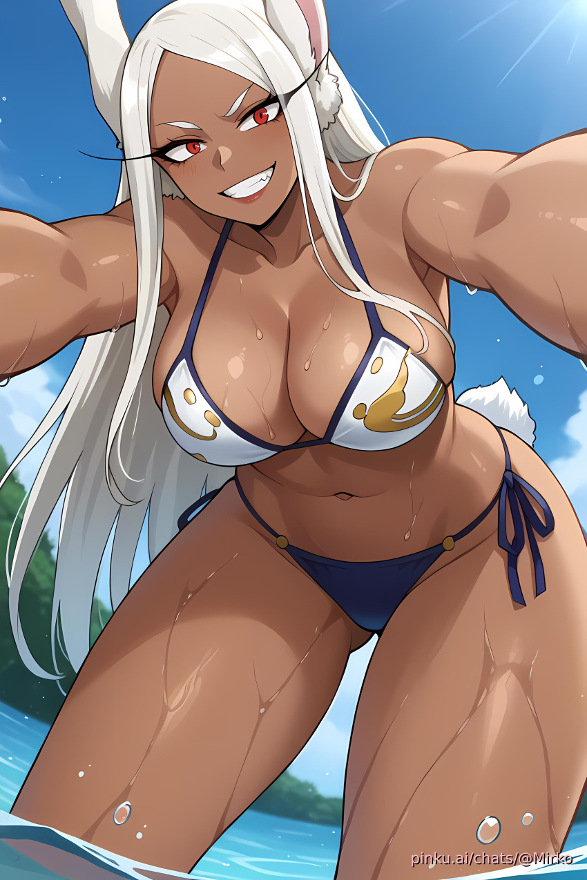 ai_generated aichat beach bikini boku_no_hero_academia bunny_ears bunny_girl ecchi mirko pinku pinku.ai pinkuai rumi_usagiyama