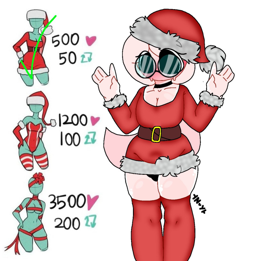 1femboy christmas christmas_outfit cute eyes glasses hair hat socks thighs xiaro