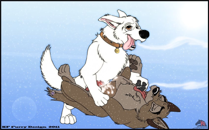 2011 amber_eyes anal balto balto_(film) big_penis bolt_(character) bolt_(film) canine cum disney ecstasy feral gay kf_furry_design licking male male_only muscles penis sex snow tongue yaoi