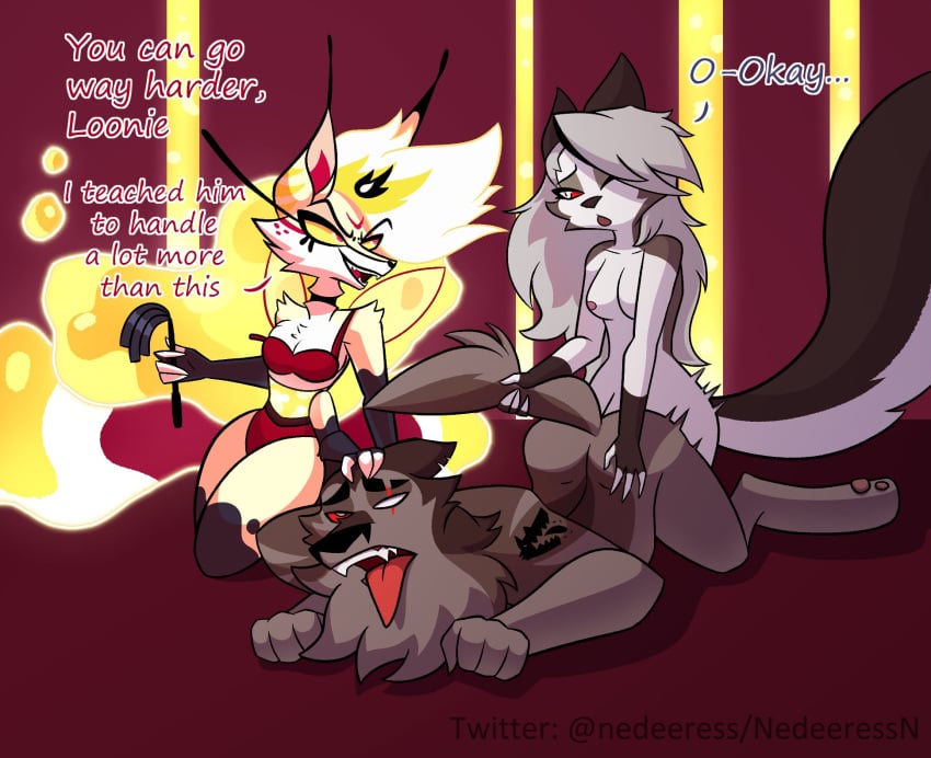 anthro futanari helluva_boss loona_(helluva_boss) nedeeress queen_bee-lzebub_(helluva_boss) tagme vortex_(helluva_boss)