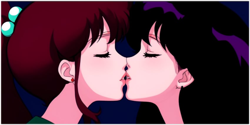 2girls ai_generated flirting girl_on_girl kissing lesbian_couple lesbian_kiss lovers makoto_kino rei_hino sailor_jupiter sailor_mars yuri