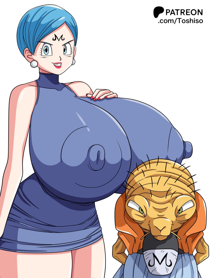 babidi big_breasts blue_hair breasts bulma_(dragon_ball) bulma_briefs dragon_ball dragon_ball_z huge_breasts large_breasts large_tits massive_breasts massive_tits short_hair tagme toshiso