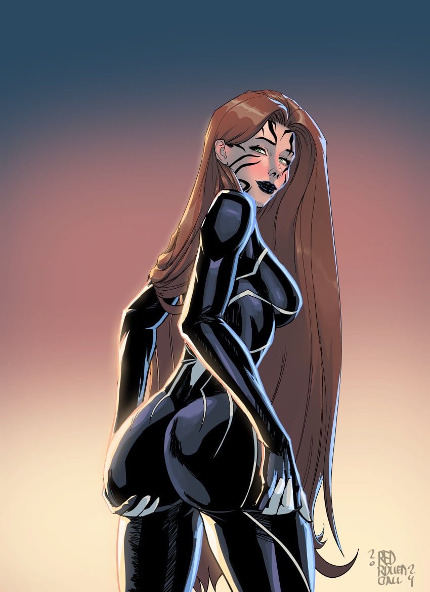 ass brown_hair brunette brunette_hair corrupted emilia_bellafont female long_hair redrollerball symbiote