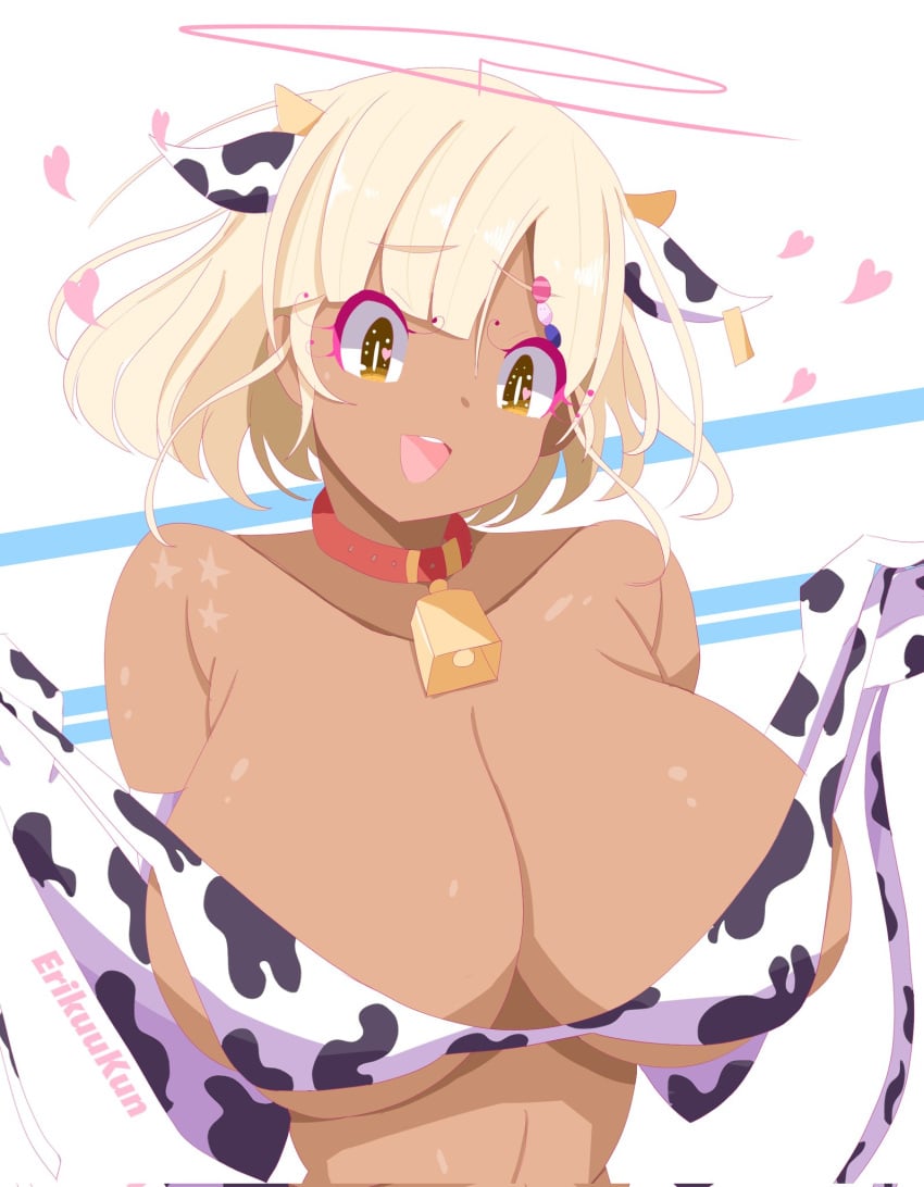 1girls dark-skinned_female erikuukun hololive hololive_english hololive_english_-council- huge_breasts looking_at_viewer milk tsukumo_sana virtual_youtuber