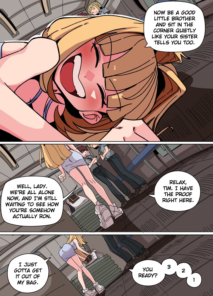 blonde_hair color comic ellie_(impunderneath) english_text female impunderneath original original_character possessed possession purple_eyes