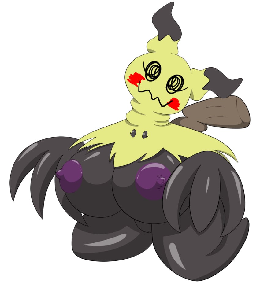 2023 alpha_channel anthro areola barely_visible_genitalia barely_visible_pussy beady_eyes big_breasts black_body breasts female generation_7_pokemon genitals glistening glistening_body glistening_breasts hi_res huge_breasts kneeling marshall123x_(artist) mimikyu nintendo nipples obese pokemon pokemon_(species) purple_areola purple_nipples pussy simple_background solo thick_thighs transparent_background wide_hips