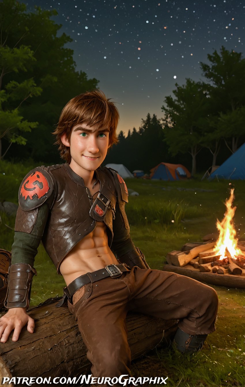 1boy 20th_century_fox 20th_century_studios abs ai_generated camping detailed_background dreamworks dreamworks_animation gay hi_res hiccup_horrendous_haddock_iii homosexual how_to_train_your_dragon how_to_train_your_dragon_2 looking_at_viewer male male_only muscular muscular_male neurographix night outdoors partially_clothed partially_clothed_male partially_undressed seductive seductive_look seductive_pose self_upload sitting solo solo_focus solo_male tents watermark