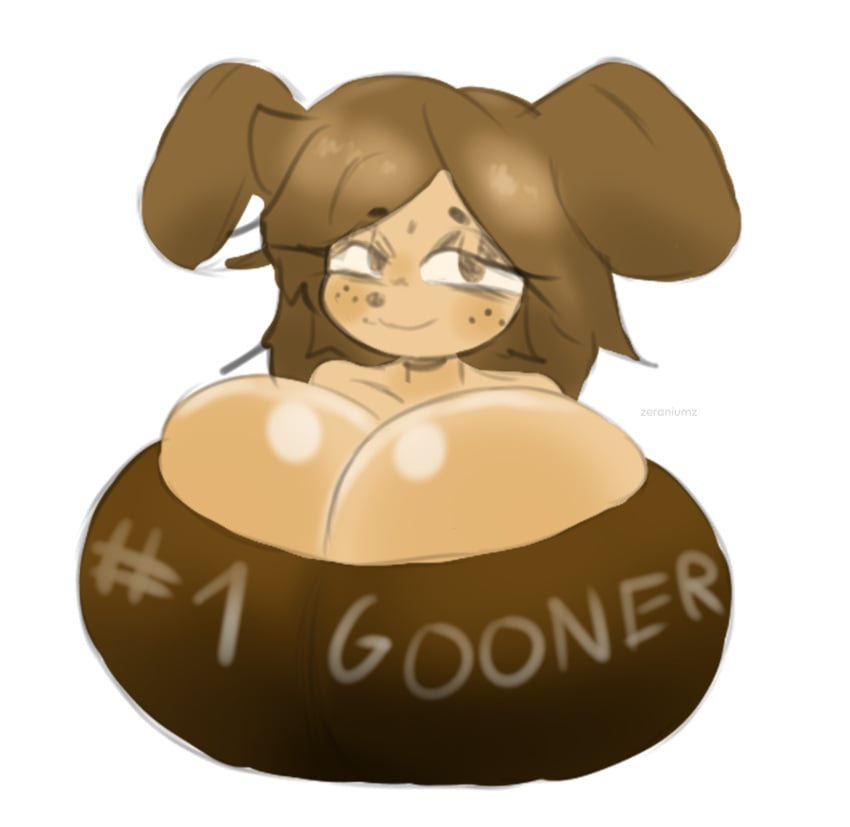 anthrofied clothed dog_ears female furry gooner huge_breasts looking_at_viewer oc tagme zeraniumz