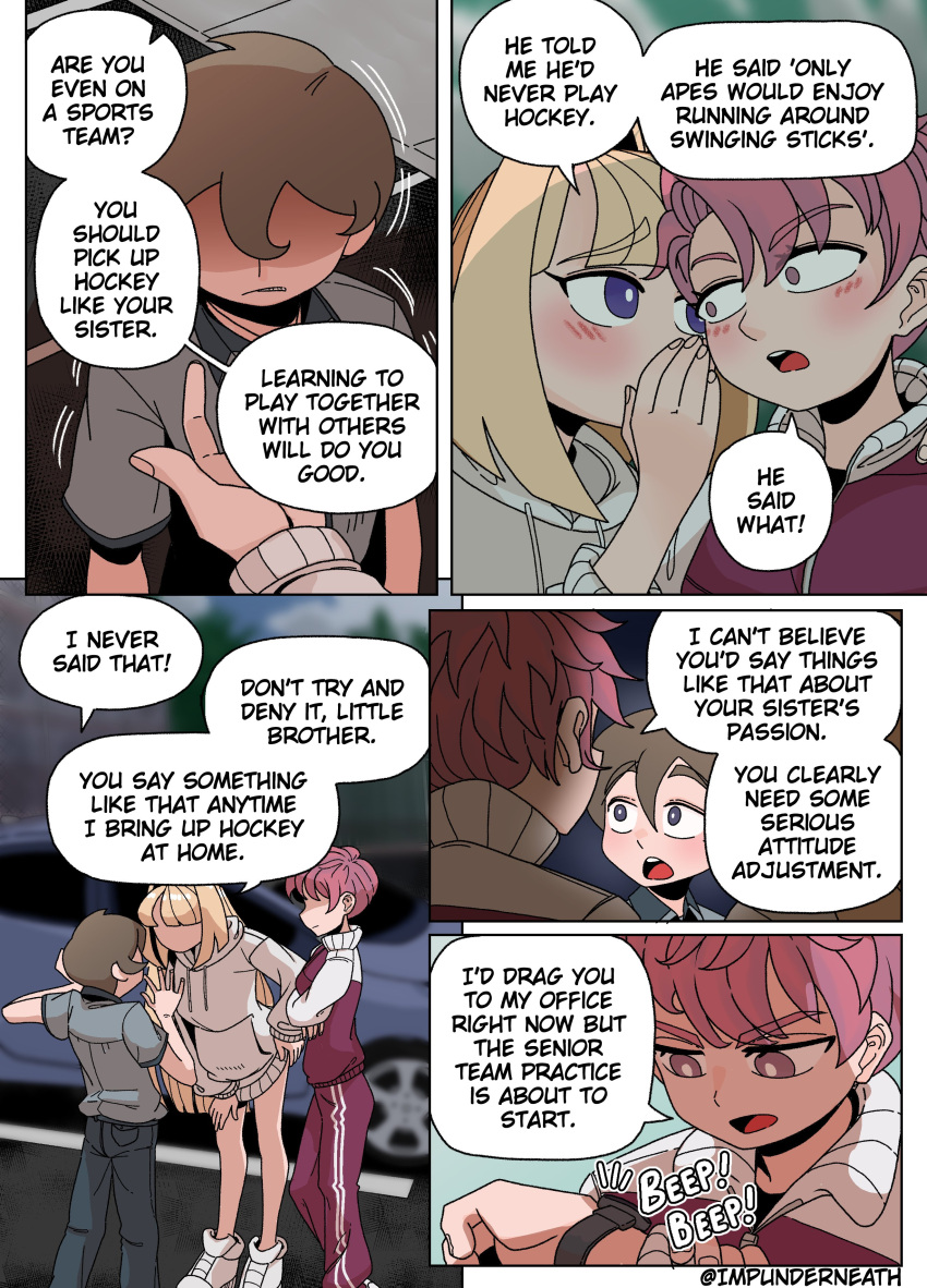 2girls brush color comic ellie_(impunderneath) english_text female impunderneath original original_character possessed possession