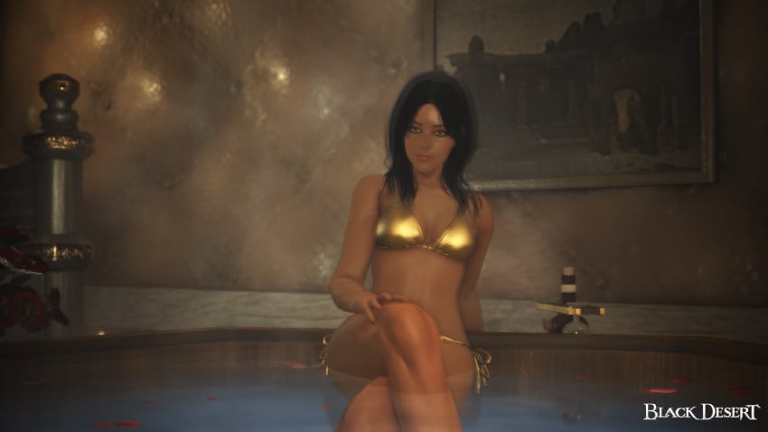 arab_female arabian_female bdo bikini black_hair dark-skinned_female exposed french_arab golden_bikini hot_tub yourbdoslave