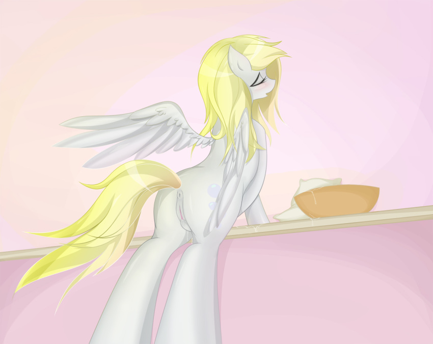 anus baking blush derpy_hooves equine female friendship_is_magic masturbation my_little_pony pegasus pussy v-invidia wings