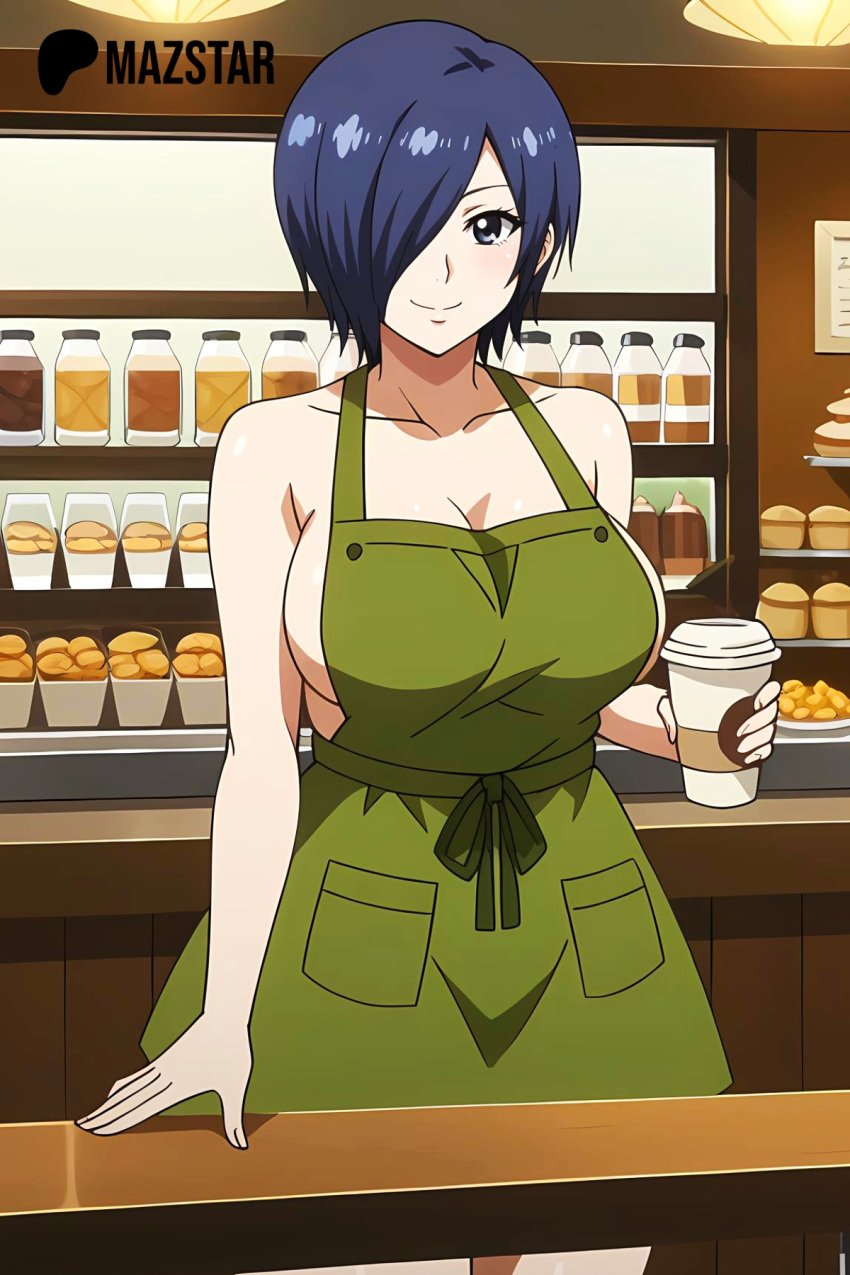 apron apron_only cafe cafeteria free_use half-dressed highres kirishima_touka mazstar starbucks tokyo_ghoul