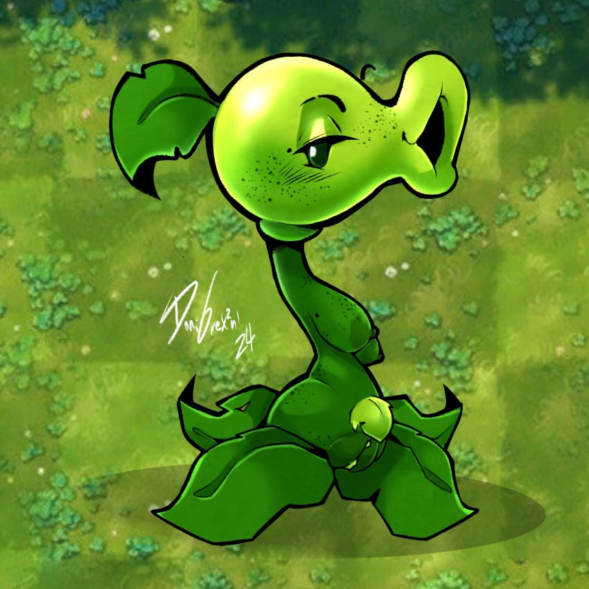 1:1 2025 breasts danigrex2n electronic_arts elemental_creature eyebrows female flora_fauna genitals hi_res leaf looking_at_viewer nipples non-mammal_breasts not_furry peashooter_(pvz) plant plants_vs._zombies plants_vs_zombies popcap_games pussy side_view signature solo