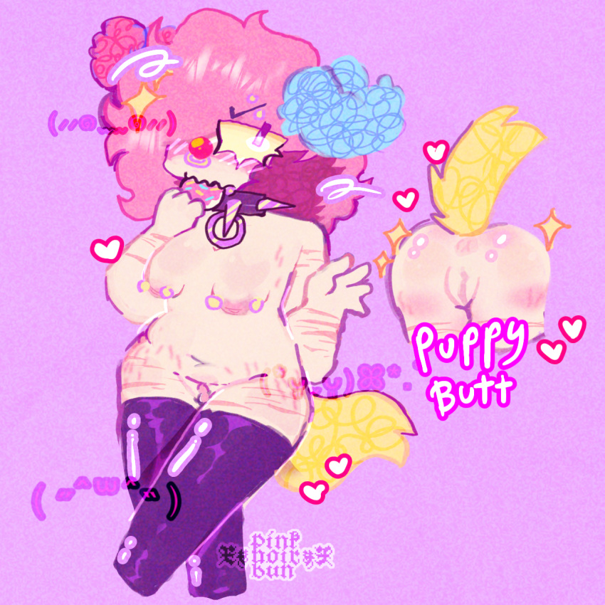 big_nipples clown colourful cute_pussy pink_hair puppy puppygirl