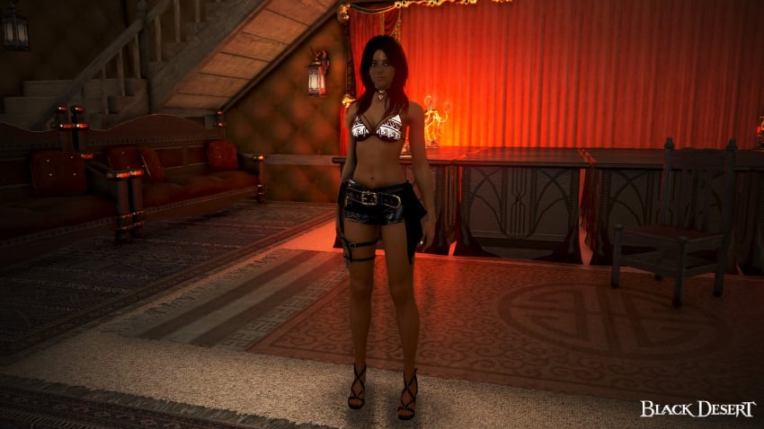 arab_female arabian_female bdo beurette bikini_top black_hair black_heels dark-skinned_female dog_collar feet minishorts navel yourbdoslave