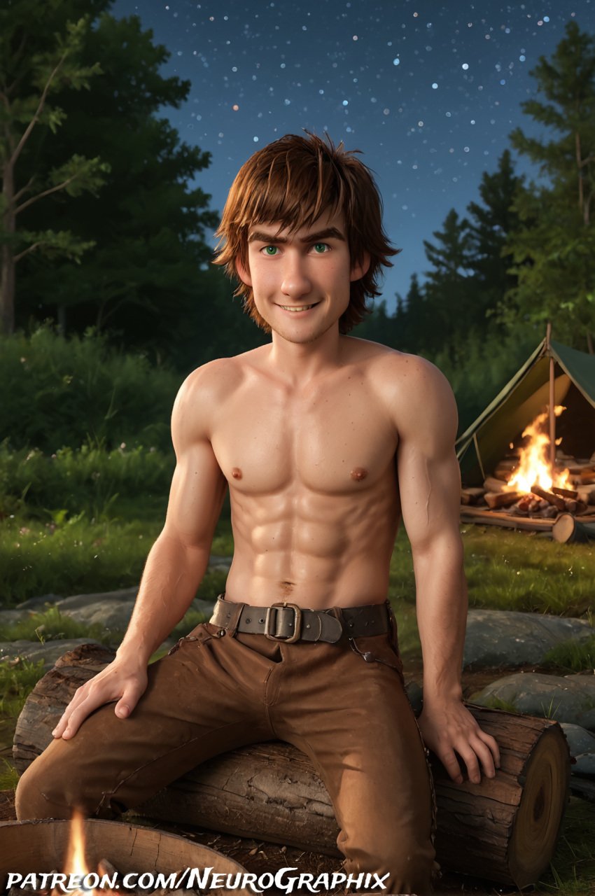 1boy 20th_century_fox 20th_century_studios abs ai_generated biceps camping detailed_background dreamworks dreamworks_animation exposed_belly exposed_midriff exposed_shoulders exposed_torso gay hi_res hiccup_horrendous_haddock_iii homosexual how_to_train_your_dragon how_to_train_your_dragon_2 looking_at_viewer male muscular muscular_male neurographix night outdoors partially_clothed partially_clothed_male partially_undressed pectorals seductive seductive_look seductive_pose self_upload shoulders sitting solo solo_focus solo_male tents topless topless_male veins watermark