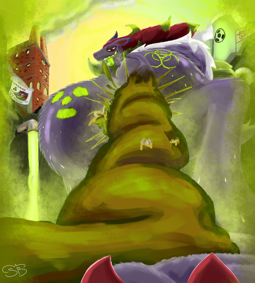 absurd_res buried digital_media_(artwork) fart feces gas generation_5_pokemon hi_res industrial jack_(zorojack) male male/male nintendo nuclear painting pokemon pokemon_(species) sal_(smearglebelly) scat smearglebelly_(artist) toxic waste zoroark zorojack