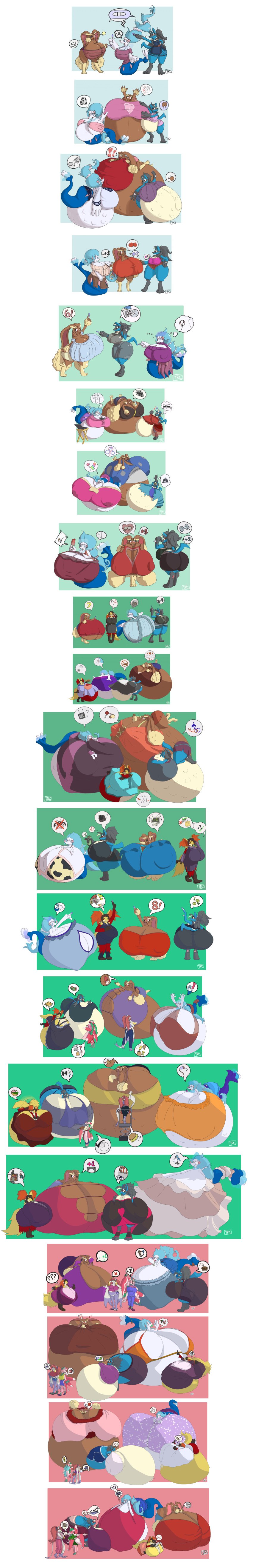 absurd_res ass_expansion belly_expansion breast_expansion censored delilah_(trcfan) delphox hyper_ass hyper_belly hyper_breasts hyper_pregnancy kari_(trcfan) laura_(trcfan) lopunny lucario lurantis mamalop_(trcfan) maria_(trcfan) mienshao minni_(trcfan) pokemon pokemon_(species) pregnancy_progression pregnant primarina tight_clothing trcfan