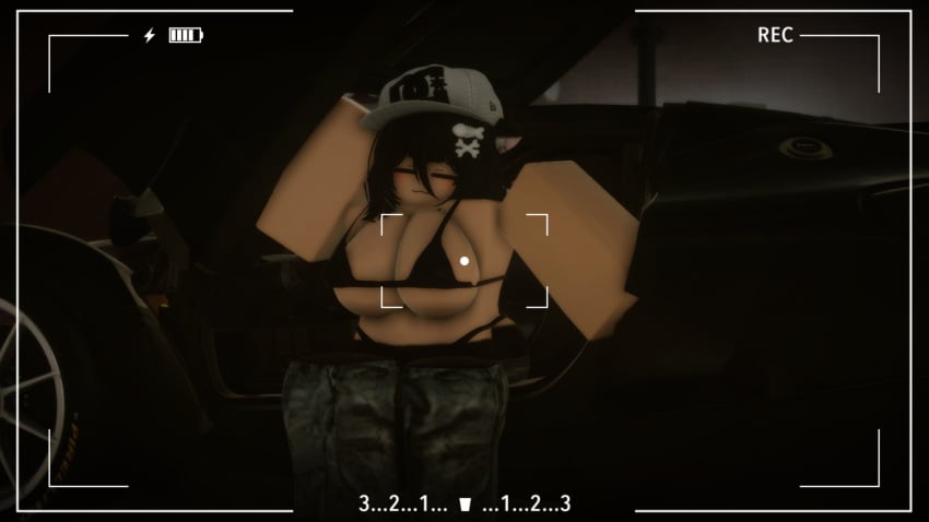1girls 3d big_breasts bikini bikini_bottom bikini_top black_hair breasts cat_ears catsulithr34 female female_only hat kat_(catsulith) pants roblox roblox_avatar roblox_studio robloxian self_upload solo_female tagme vehicle