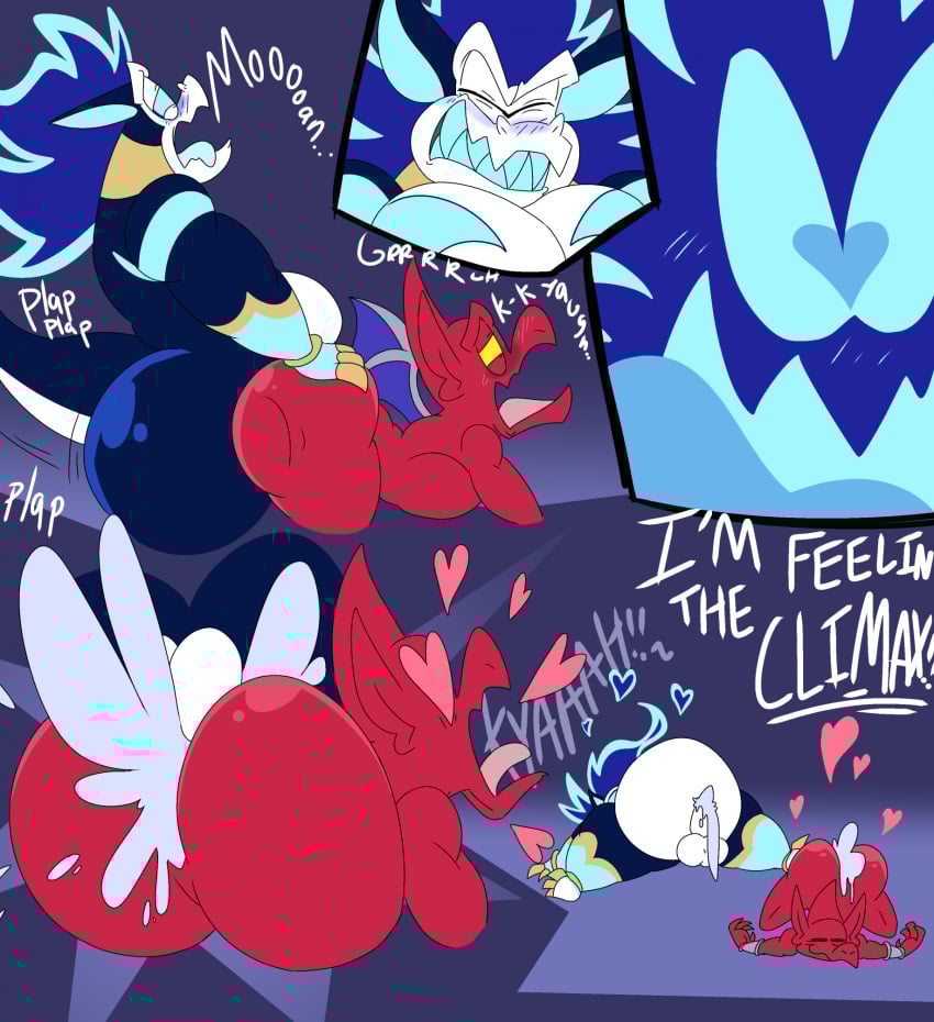 all_fours anal anal_sex anthro anus ass balls big_balls big_butt big_penis blue_body bodily_fluids bracelet bubble_butt capcom comic comicfiruko cum cum_in_ass cum_inside demon demon&#039;s_crest digital_media_(artwork) duo ejaculation empty_eyes english_text featureless_crotch firebrand gargoyle gargoyle&#039;s_quest genital_fluids genitals ghosts_&#039;n_goblins hand_on_butt hi_res huge_butt humanoid_pointy_ears jewelry male membrane_(anatomy) membranous_wings nude overweight overweight_male penetration penile penile_penetration penis penis_in_ass pointy_ears red_arremer red_body sound_effects tail text wings
