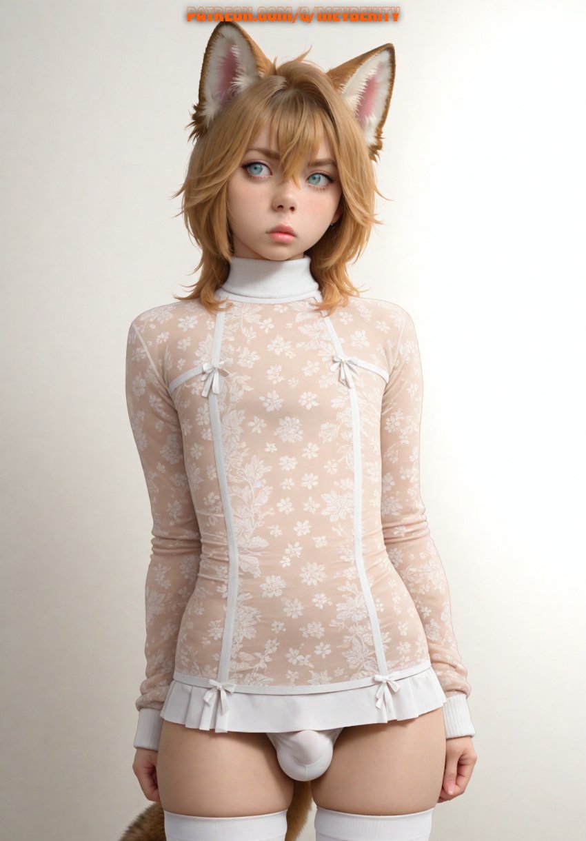 1boy ai_generated balls femboy furry male meybekity nipples otoko_no_ko panties penis trap yaoi