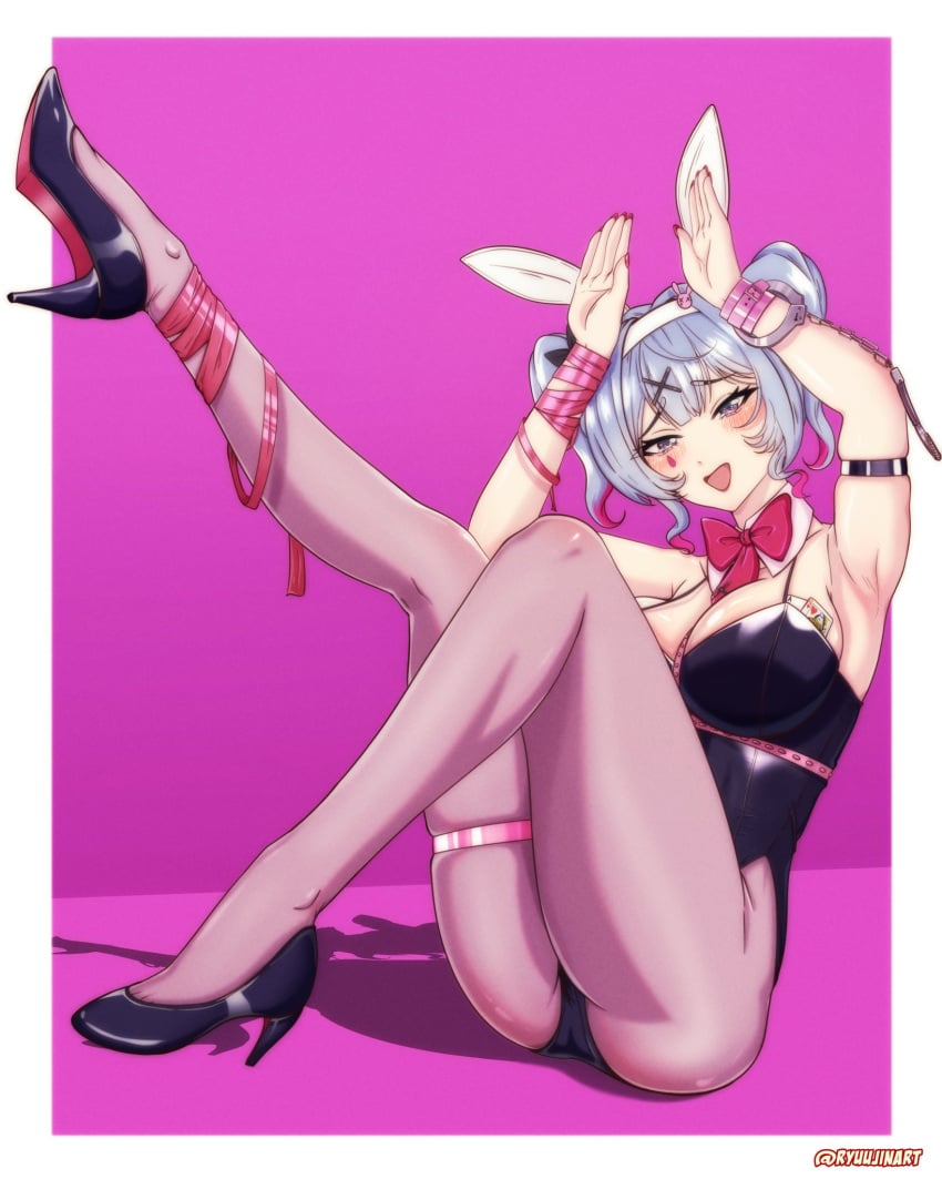 big_ass big_butt big_thighs blue_hair bunny_ears bunny_girl bunny_girl_suit bunnysuit curvaceous curvaceous_female curvaceous_figure curvy curvy_figure curvy_hips female female_focus female_only hatsune_miku rabbit_hole_(vocaloid) ryuujinart short_hair vocaloid