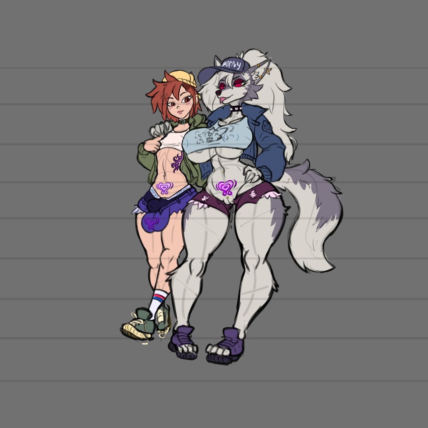 arsfromnowhere_(artist) big_balls big_breasts big_penis collar female femboy feminine_male girly huge_bgeasts pussy sketch tail thick thick_ass thick_legs wide_hips wolf