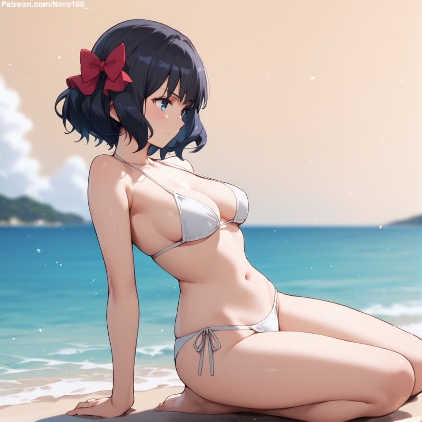 1girls 2d ai_generated ass athletic athletic_female bare_shoulders beach belly big_ass bikini bikini_bottom bikini_top blue_eyes blush breasts chest curvy curvy_figure cute cute_face detailed eyelashes eyeshadow female female_only fit fit_female focus hair_ornament high_quality hips legs let_this_grieving_soul_retire! light-skinned_female light_skin lips lipstick looking_at_viewer makeup mascara medium_hair micro_bikini midriff nageki_no_bourei_wa_intai_shitai navel no_penetration outdoors pale-skinned_female pale_skin perky_breasts posing purple_eyes seductive seductive_look short_hair stable_diffusion thick_thighs thighs thin_waist tino_shade wide_hips